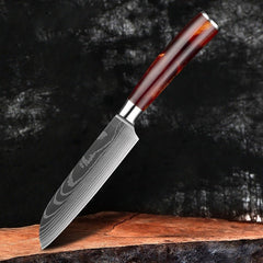 10-Piece Professional Knives Set with Red Resin Handle - Letcase