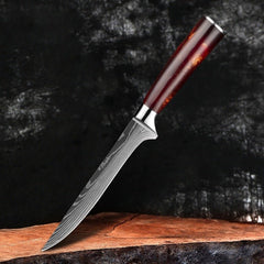 10-Piece Professional Knives Set with Red Resin Handle - Letcase