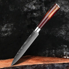 10-Piece Professional Knives Set with Red Resin Handle - Letcase