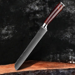 10-Piece Professional Knives Set with Red Resin Handle - Letcase