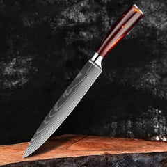 10-Piece Professional Knives Set with Red Resin Handle - Letcase