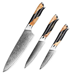 3-Piece Damascus Knife Set - Starter Knife Set - Letcase