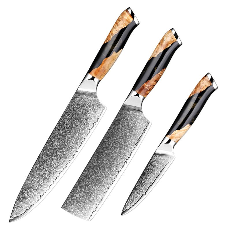 3-Piece Damascus Knife Set - Starter Knife Set - Letcase