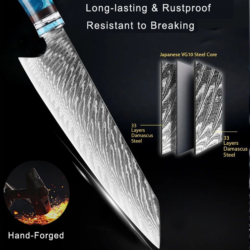 3-Piece Starter Knife Set, Forged Damascus Steel - Letcase