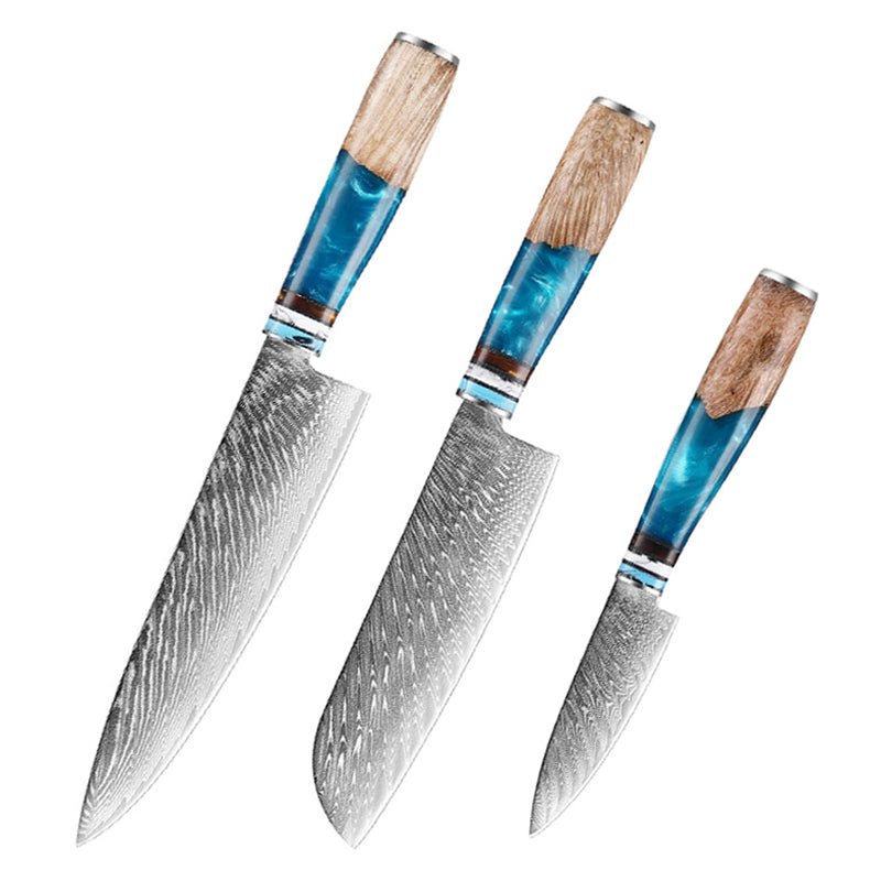 3-Piece Starter Knife Set, Forged Damascus Steel - Letcase