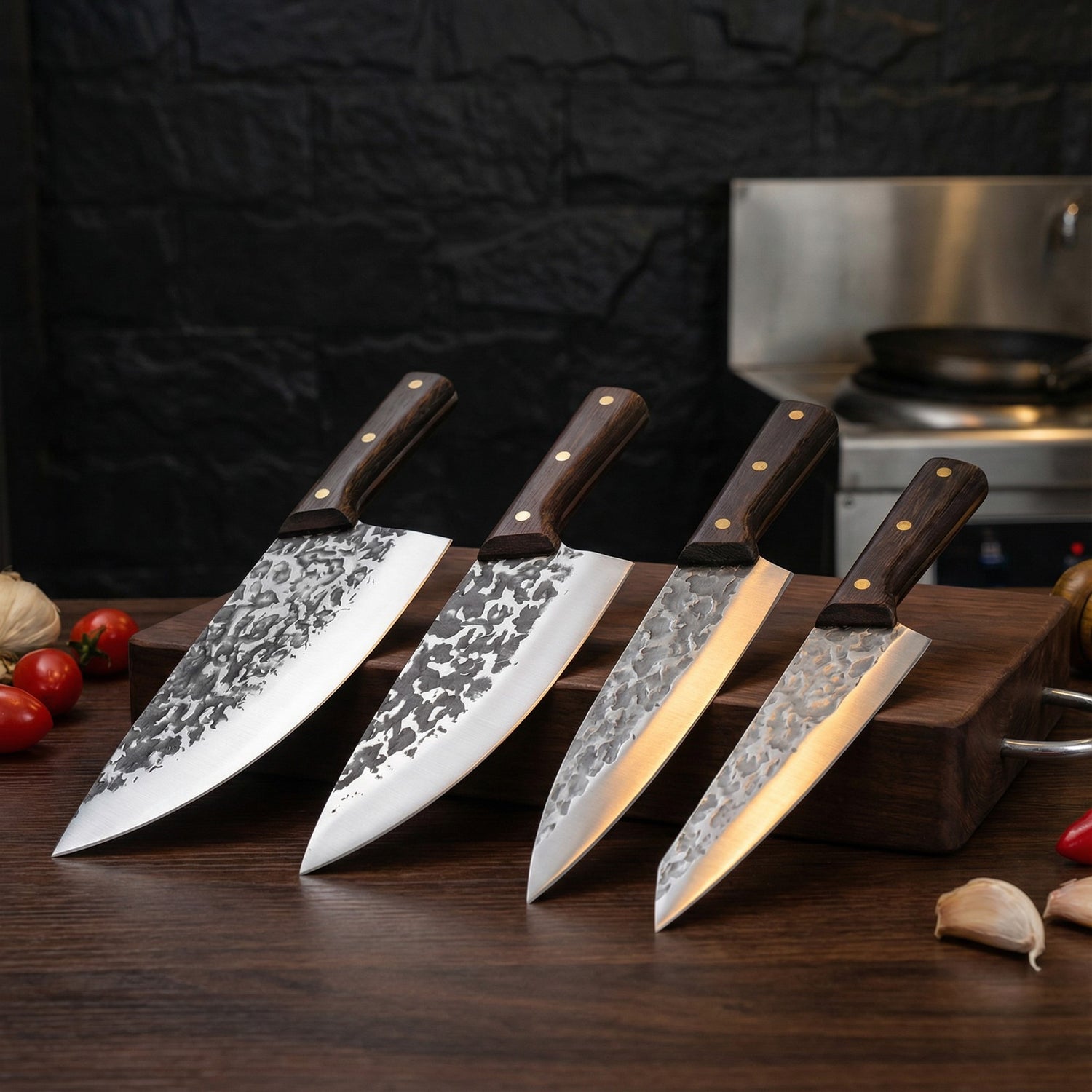4-Piece High Carbon Steel Cleaver Knife Set