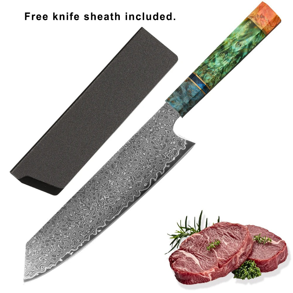 8 Inch Damascus Chef Knife – 67-Layer VG10 Japanese Steel, Stabilized Wood Handle