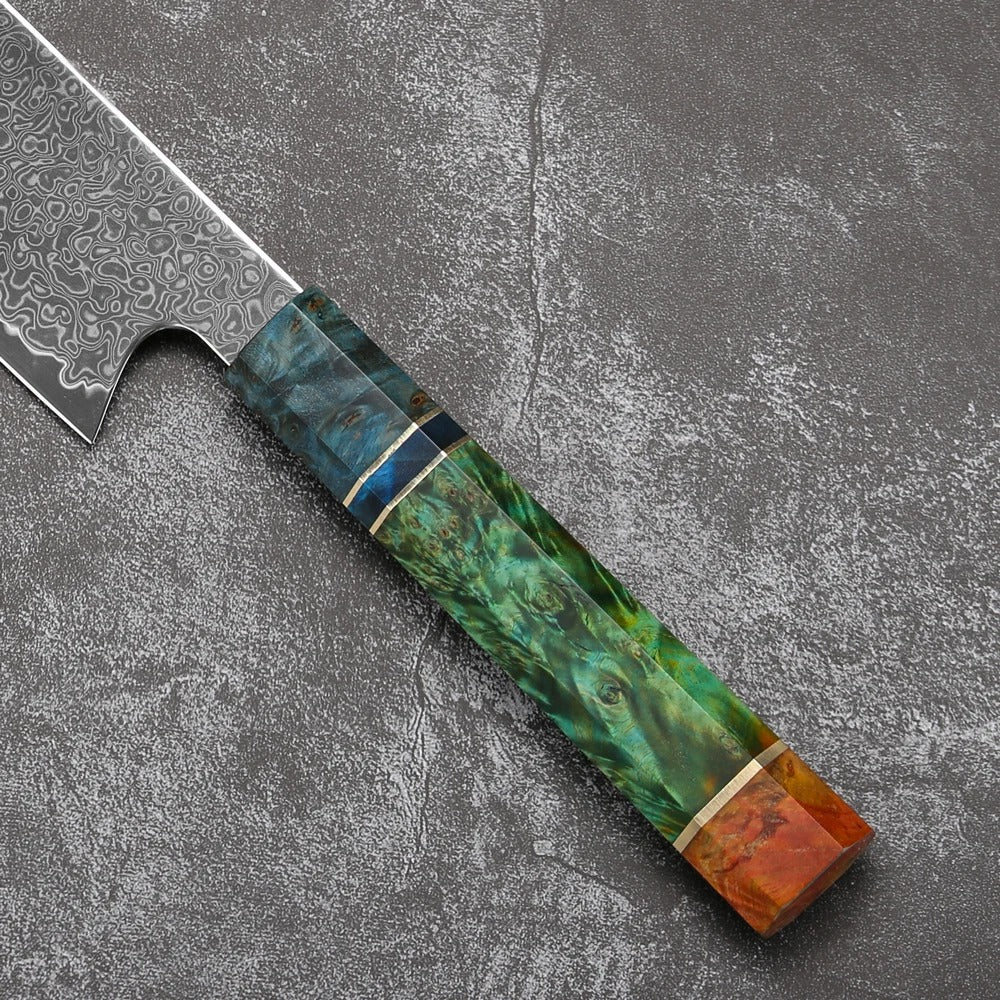 8 Inch Damascus Chef Knife – 67-Layer VG10 Japanese Steel, Stabilized Wood Handle