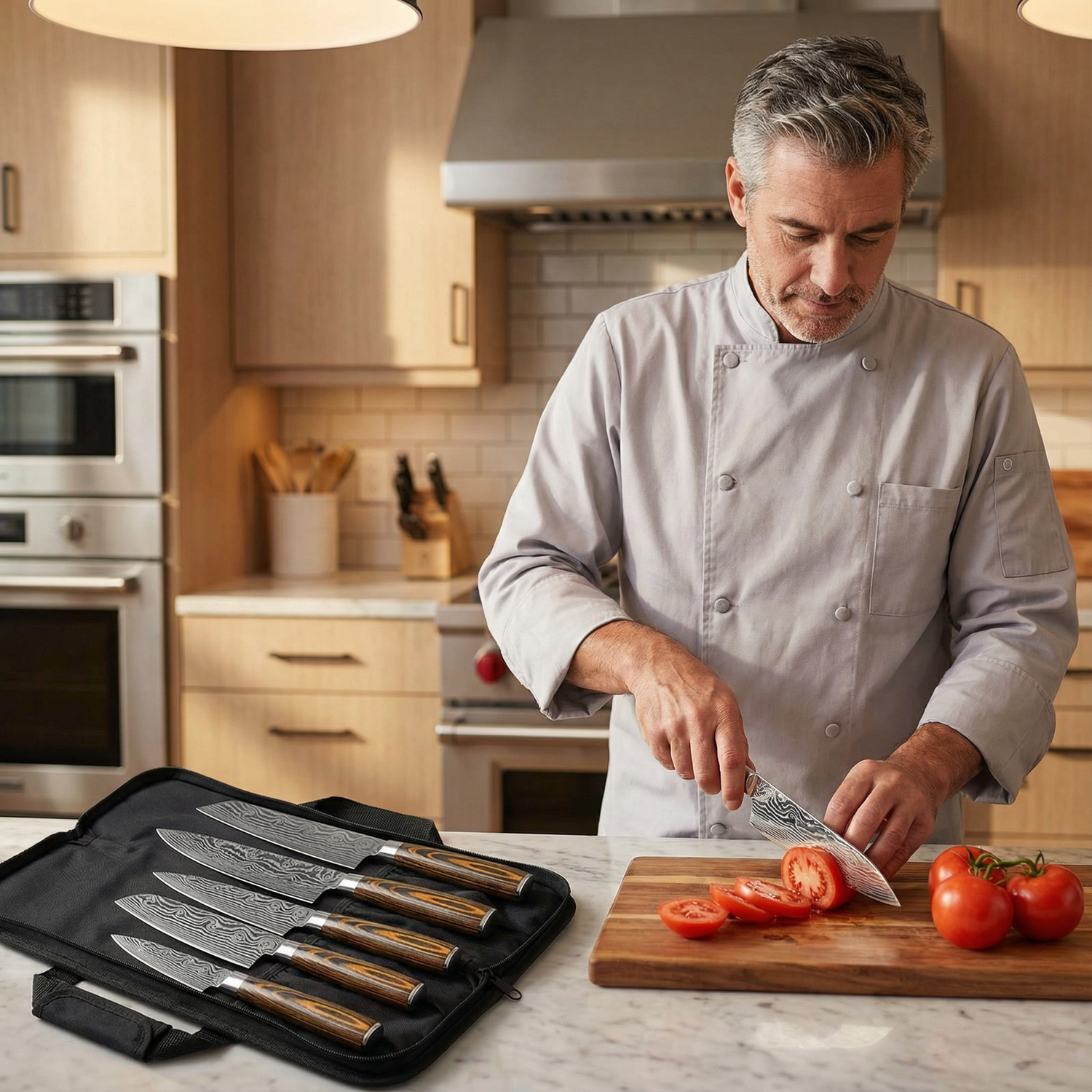 5-Piece Chef Knife Set With Roll Bag