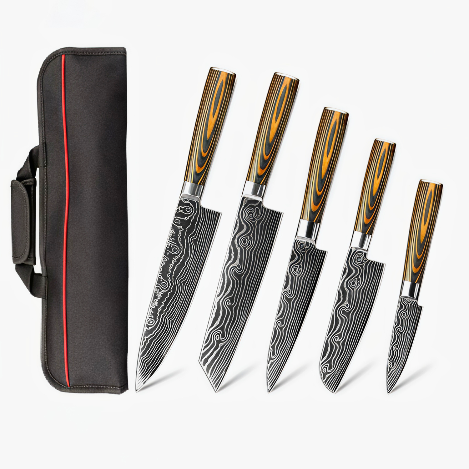 5-Piece Chef Knife Set With Roll Bag