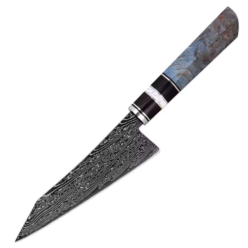 Hand-Forged Damascus Steel Knife Set with Ergonomic Stabilized Wood Handle