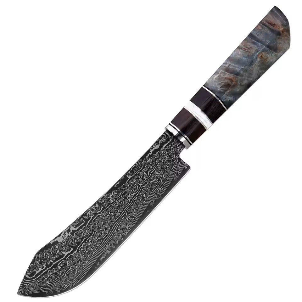 Hand-Forged Damascus Steel Knife Set with Ergonomic Stabilized Wood Handle
