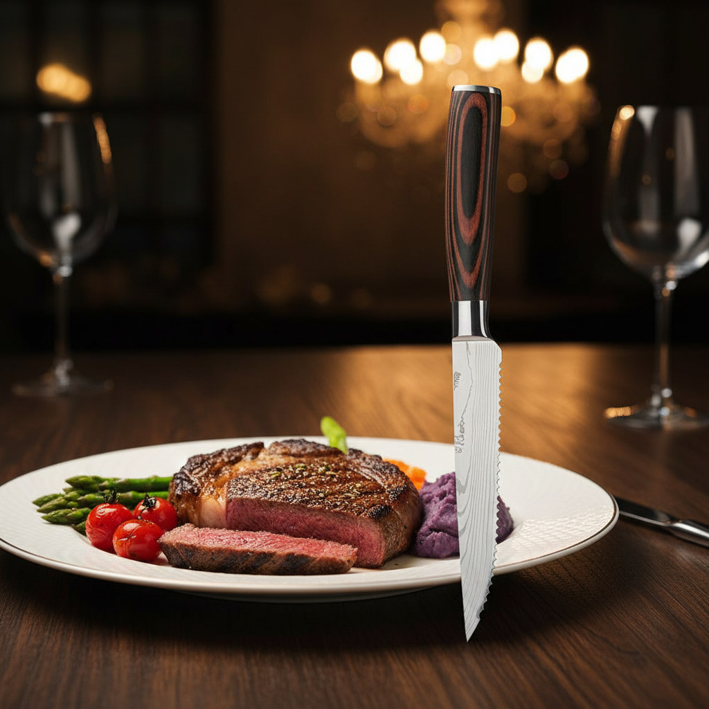 8-Piece Stainless Steel Serrated Steak Knife Set