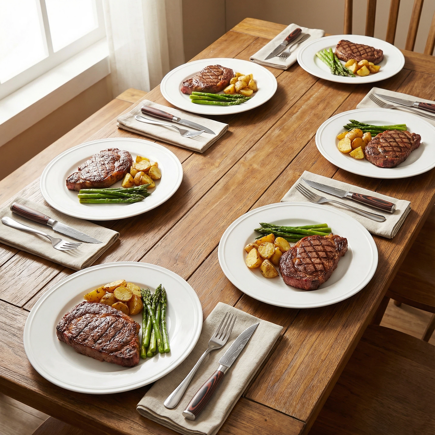 6-Piece Serrated Steak Knife Set | High Carbon Steel | Premium Wood Handle