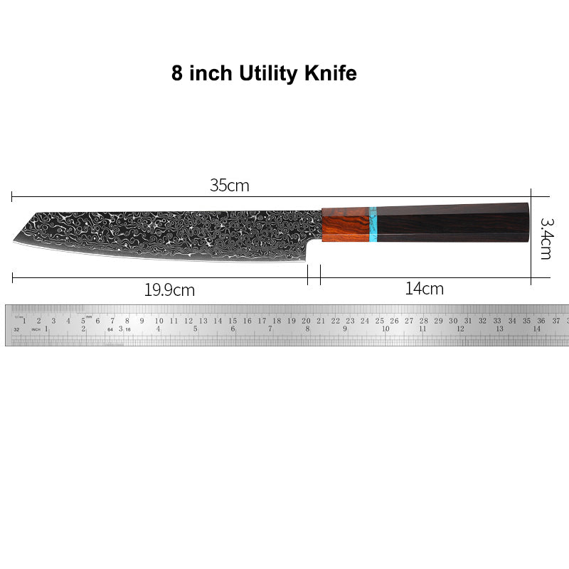 Premium 5-Piece Damascus Japanese Chef Knife Set with Knife Roll Bag