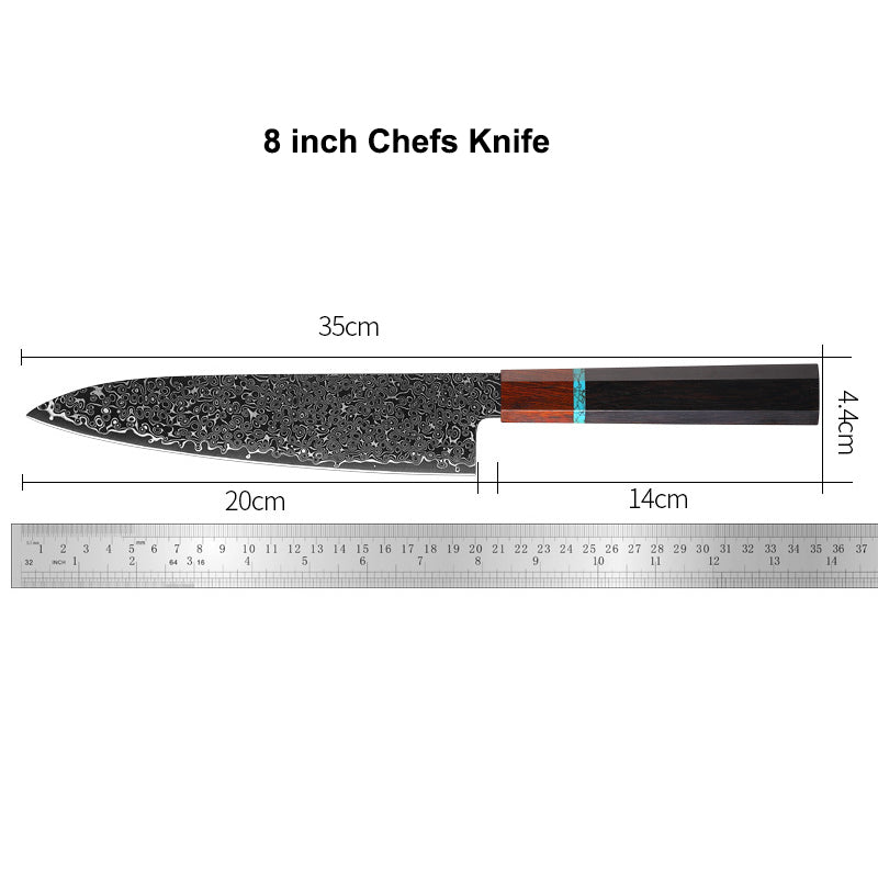 Premium 5-Piece Damascus Japanese Chef Knife Set with Knife Roll Bag
