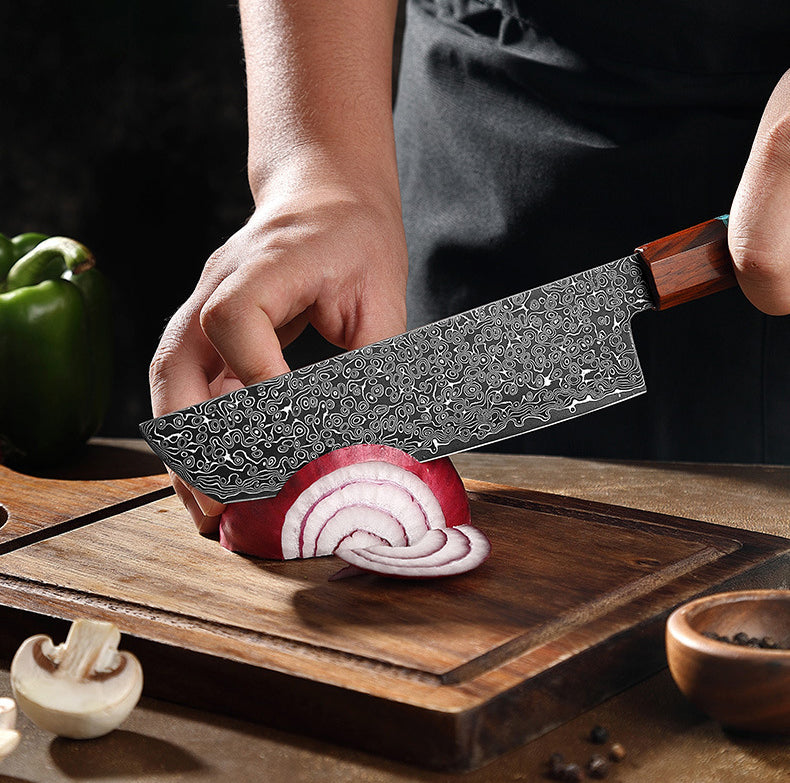 Premium 5-Piece Damascus Japanese Chef Knife Set with Knife Roll Bag