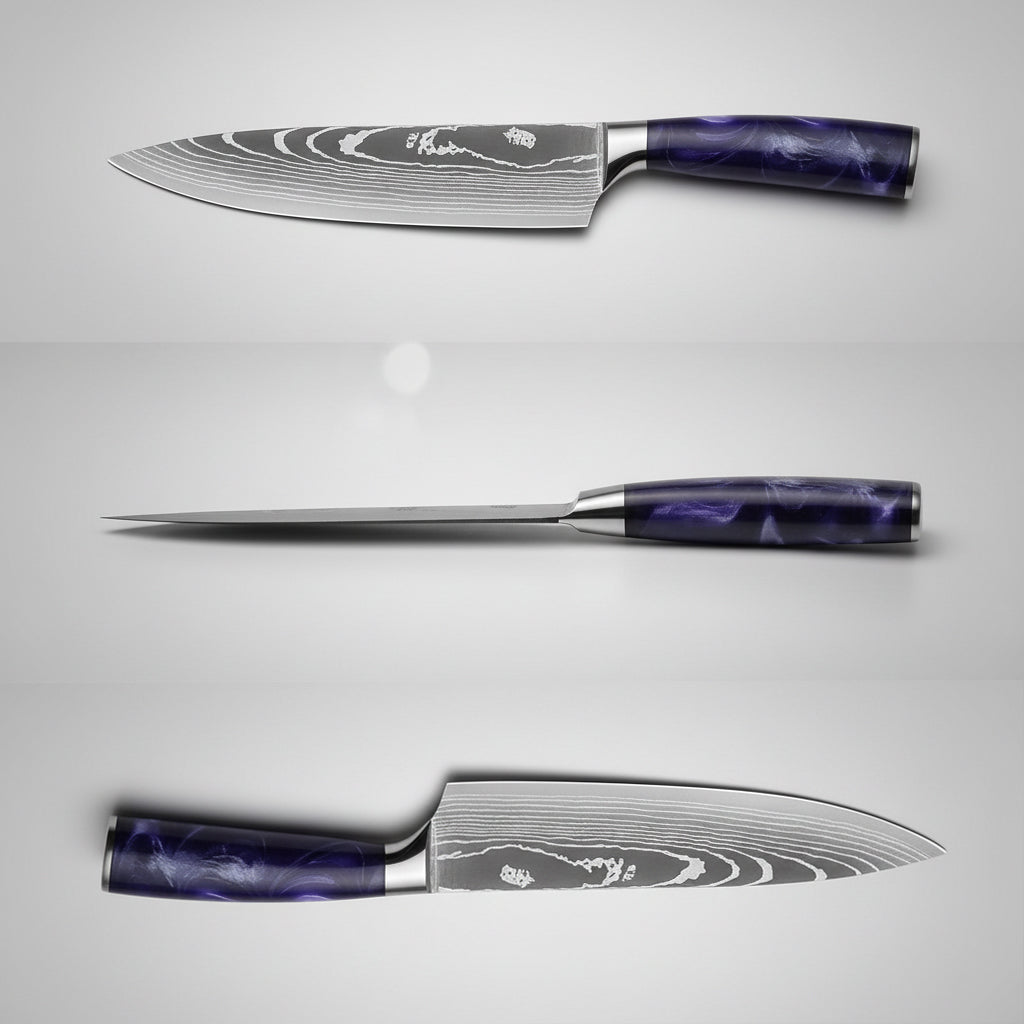 Professional Chef Knife Set with Roll Bag & Sharpener