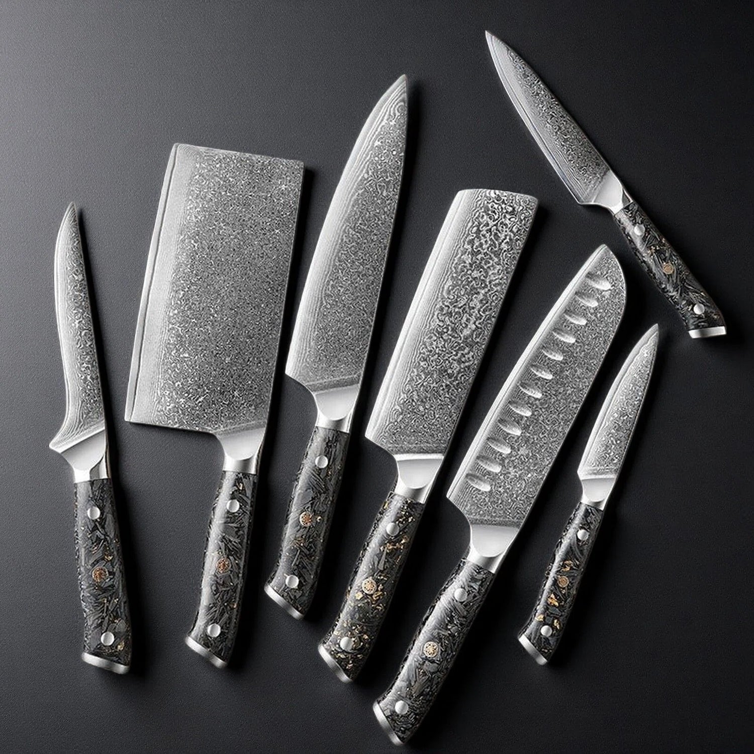 7-Piece Japanese Damascus Steel Kitchen Knife Set