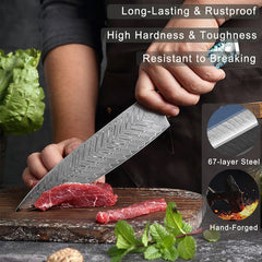 Starter Chef Knife Set with VG10 Damascus Steel - Letcase