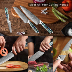 Starter Chef Knife Set with VG10 Damascus Steel - Letcase