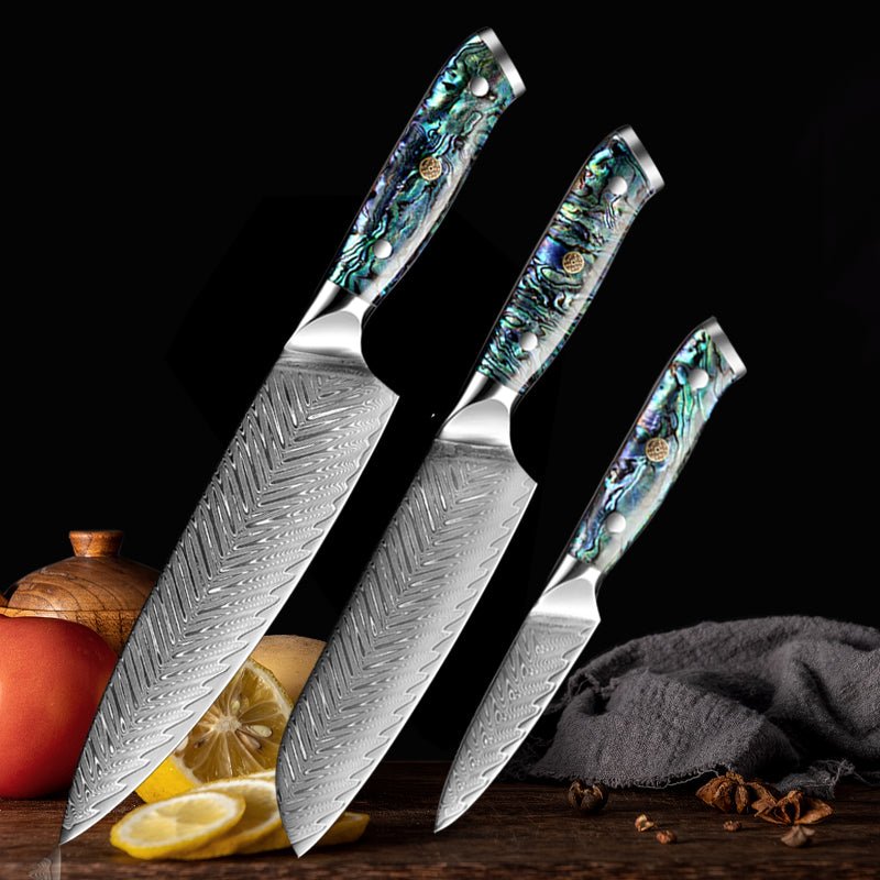 Starter Chef Knife Set with VG10 Damascus Steel - Letcase