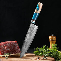 10 Piece Japanese Damascus Kitchen Knives Set - Letcase