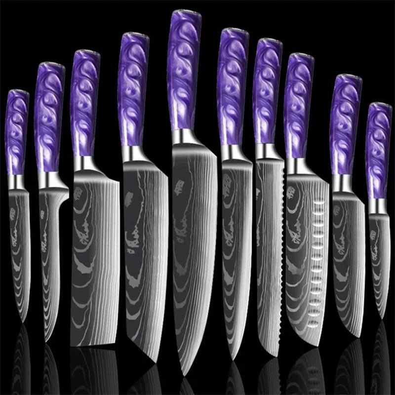 10-Piece Kitchen Knives Set With Resin Handle - Letcase