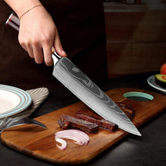 10 Piece Professional Kitchen Knife Set, Ergonomic Resin Handle - Letcase