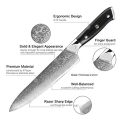 11-Piece 67 Layers VG10 Damascus Steel Chef Knife Set - Letcase