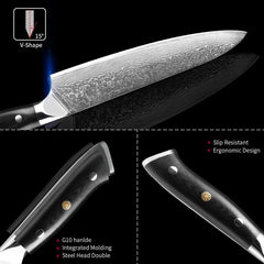 11-Piece 67 Layers VG10 Damascus Steel Chef Knife Set - Letcase