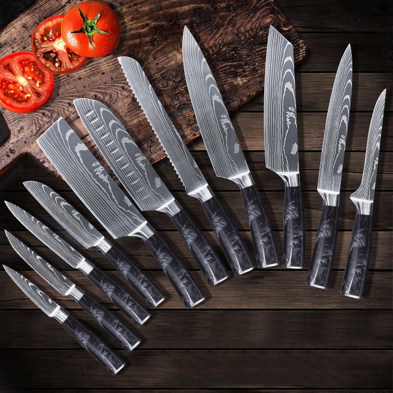 11-Piece Professional Kitchen Knife Set, Resin Wood Handle - Letcase
