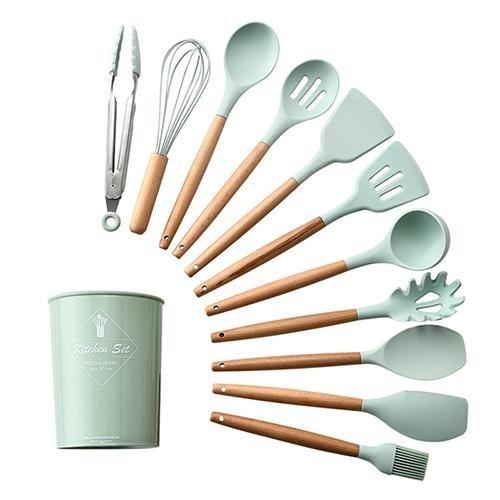 Silicone Kitchen Utensils Set, 7 Pieces Silicone Utensil Set With Acacia  Wood Handles, Including Pas…See more Silicone Kitchen Utensils Set, 7  Pieces