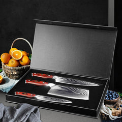 3 Piece Damascus Steel Chef Knife Set - Letcase