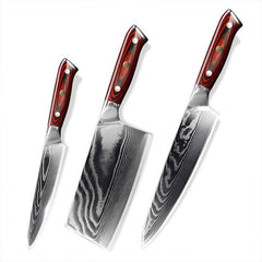 3 Piece Damascus Steel Chef Knife Set - Letcase