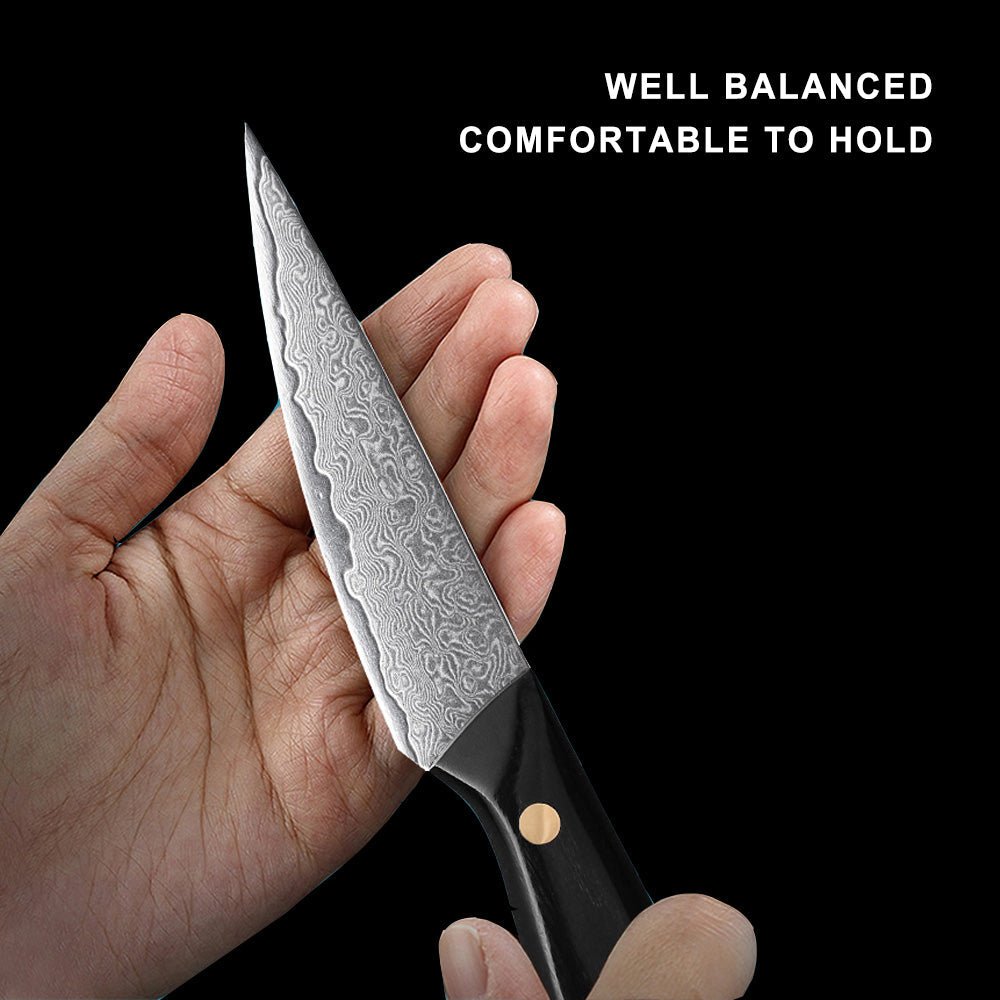 4-Piece Damascus Chef Knife Set With Triple Riveted Wood Handle - Letcase