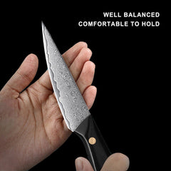 4-Piece Damascus Chef Knife Set With Triple Riveted Wood Handle - Letcase
