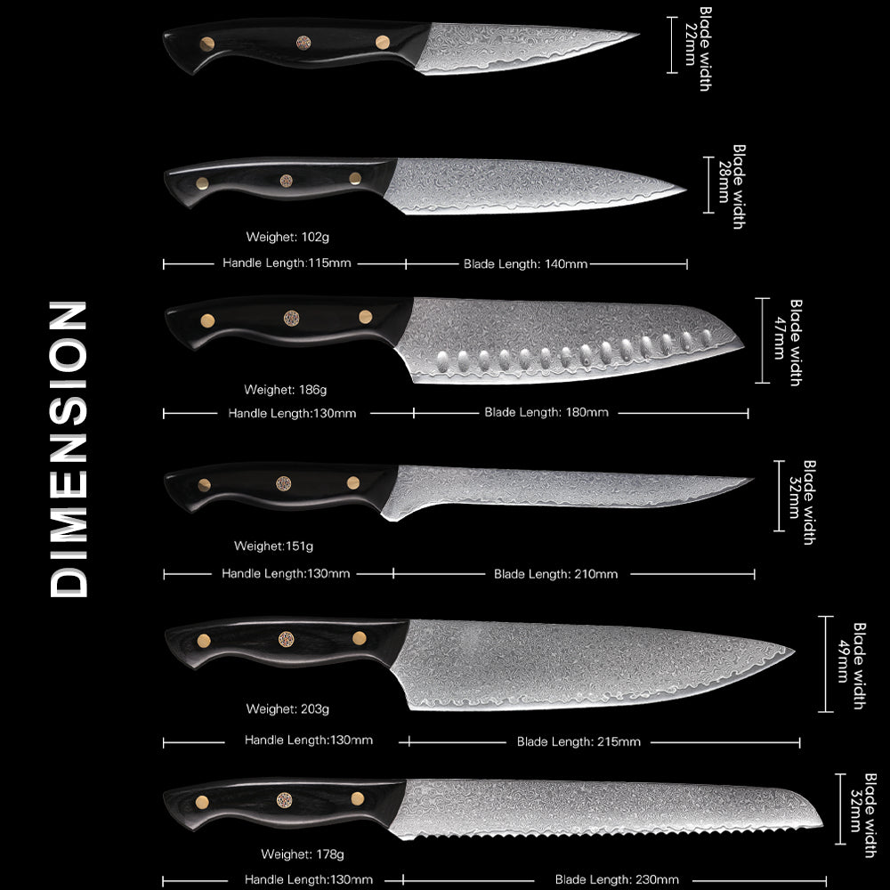 4-Piece Damascus Chef Knife Set With Triple Riveted Wood Handle - Letcase