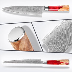 4 Piece Japanese Damascus Chef Knife Set - Letcase
