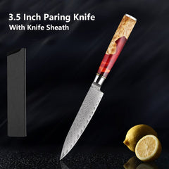 4 Piece Japanese Damascus Chef Knife Set - Letcase