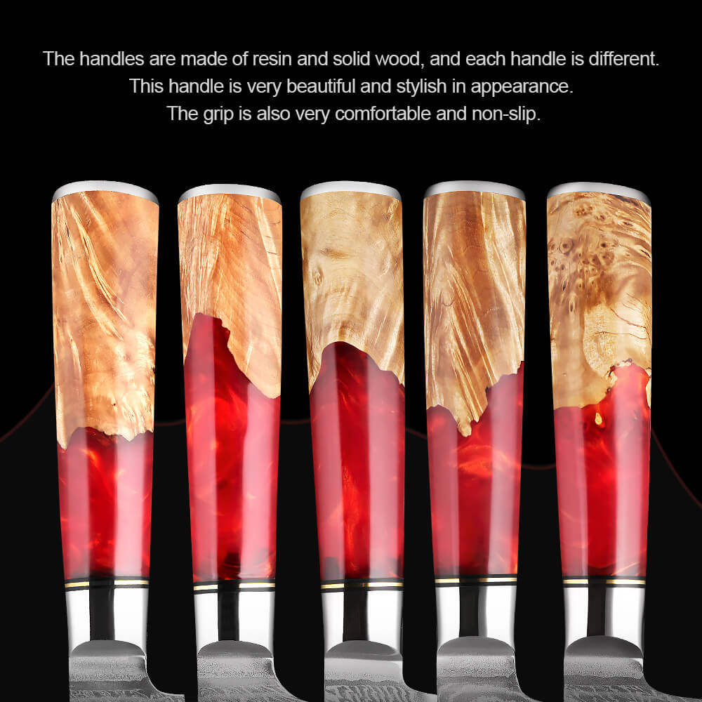 4 Piece Japanese Damascus Chef Knife Set - Letcase