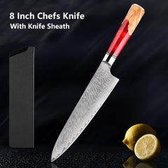 4 Piece Japanese Damascus Chef Knife Set - Letcase