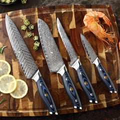 4pcs damascus japanese knife set