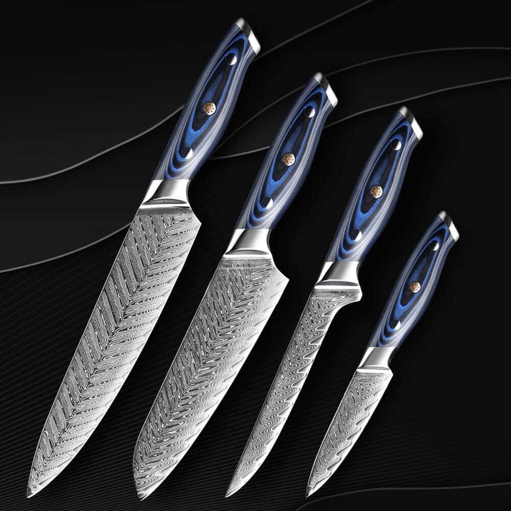 damascus japanese knife set