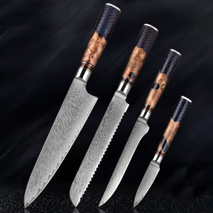 4 Piece Japanese Knife Set, Professional Damascus Chef Knives Set - Letcase