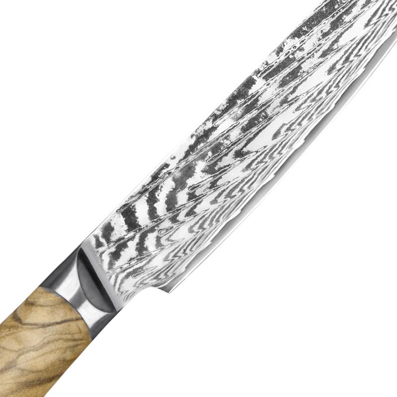5 Inch Japanese Damascus Steak Knife With Olive Wood Handle