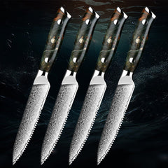 5 Inch Damascus Steel Steak Knife Set - Letcase