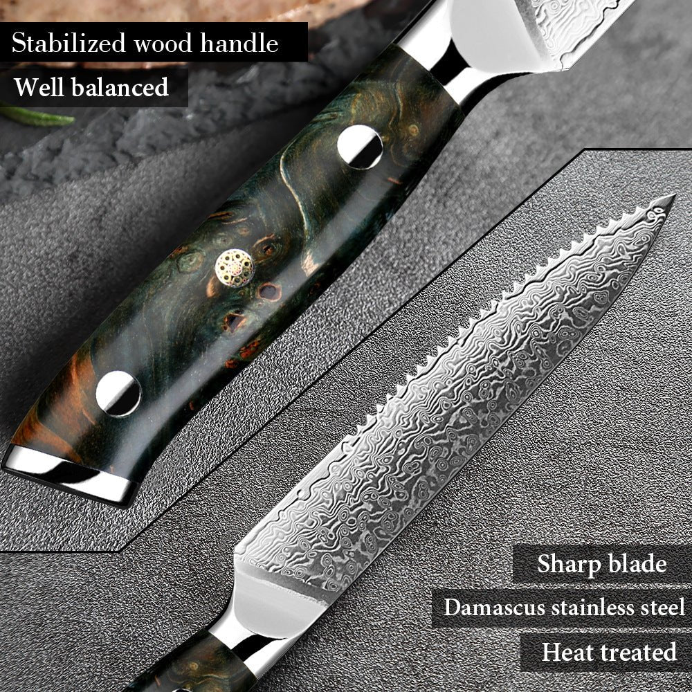 5 Inch Damascus Steel Steak Knife Set - Letcase