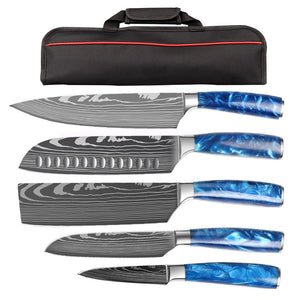 5 Piece Chef Knife Set with Carry Case Bag - Letcase