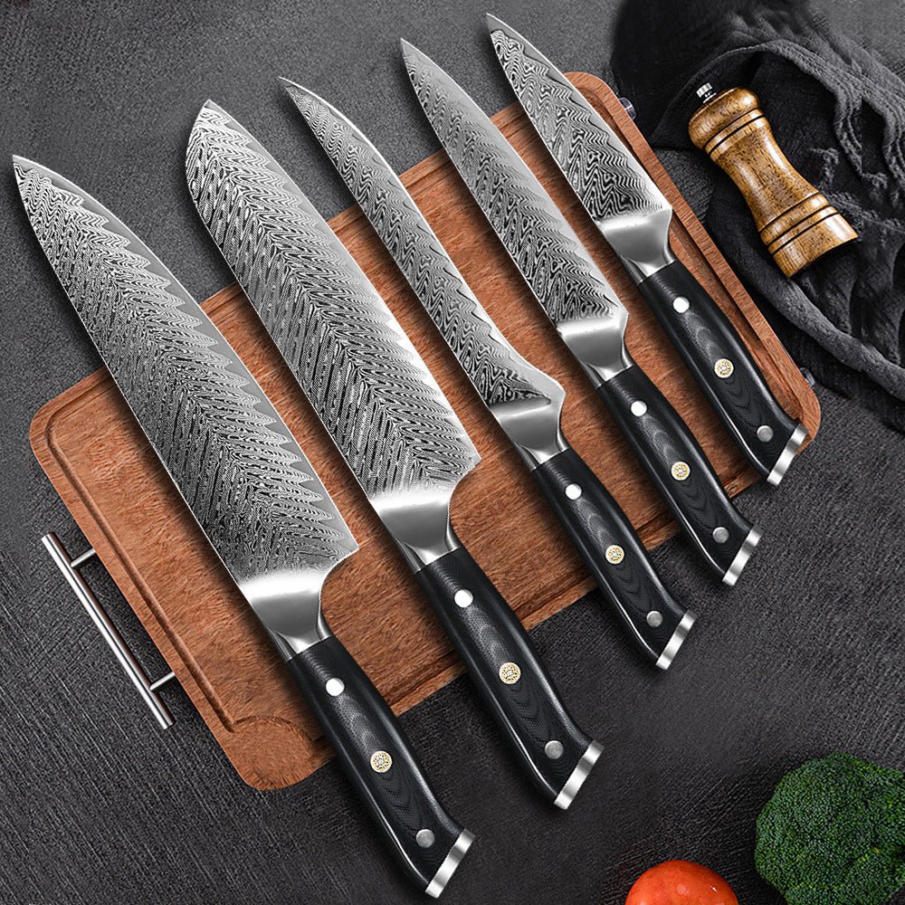 5-Piece Damascus Chef Knife Set with Carry Bag - Letcase